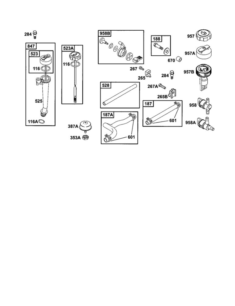 Seal, O-Ring/Lin-Fuel Diagram and Parts List for 121700-121799 4006-4009 Briggs and Stratton Engine